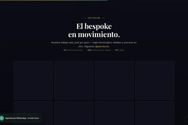 Parrot Suits — captura real del sitio en producción